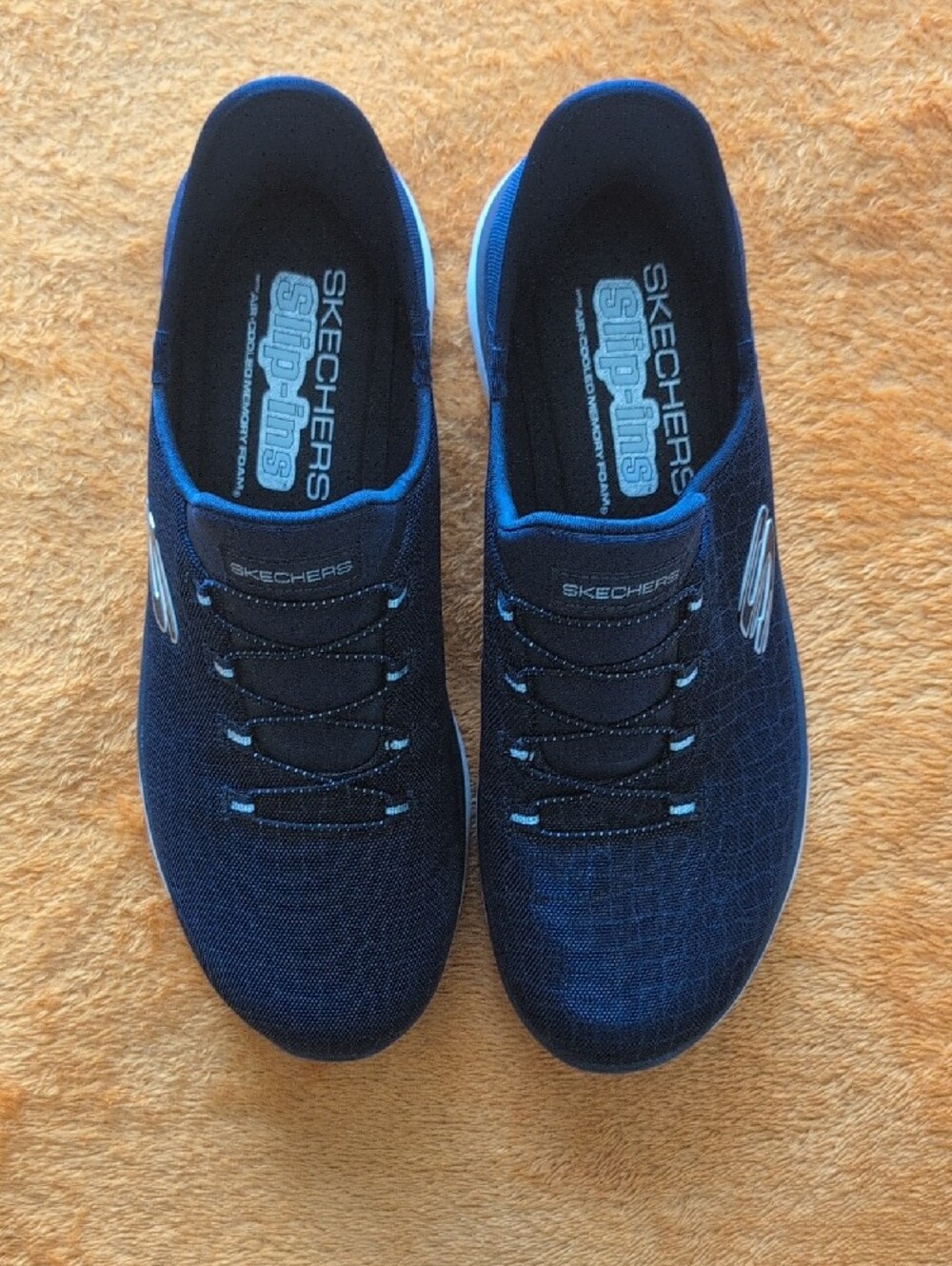 Skechers Navy Blue Slip-On Knit Athletic Shoes - Picture 4 of 6
